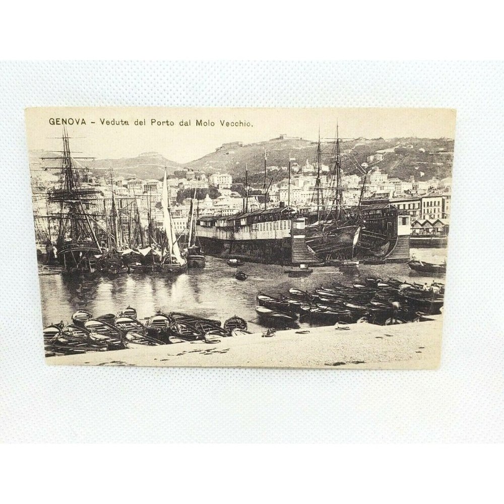 Genova Veduta Del Porto Dal Molo Vecchio Vintage Post Card
